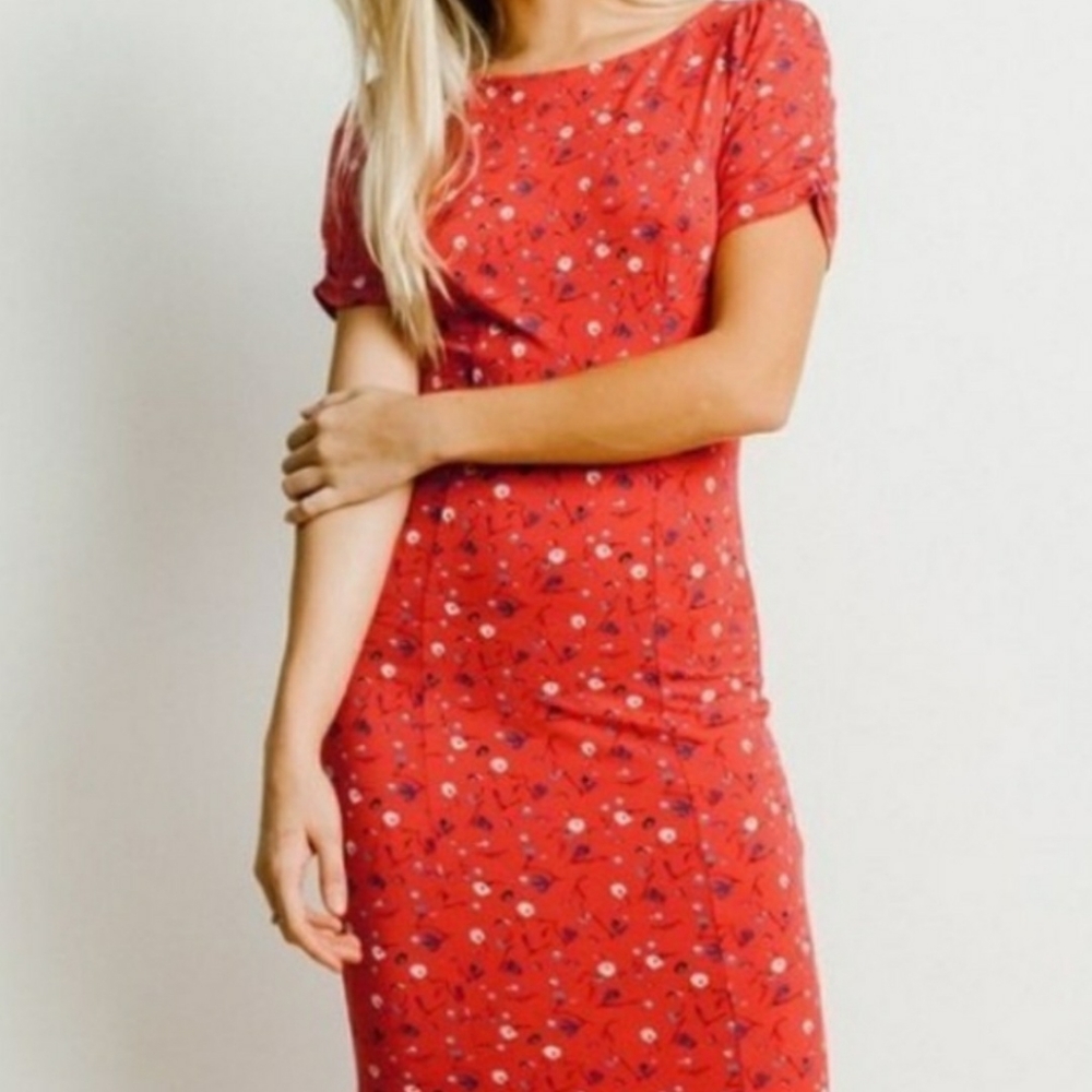 FREE PEOPLE Caroline red FLORAL dress